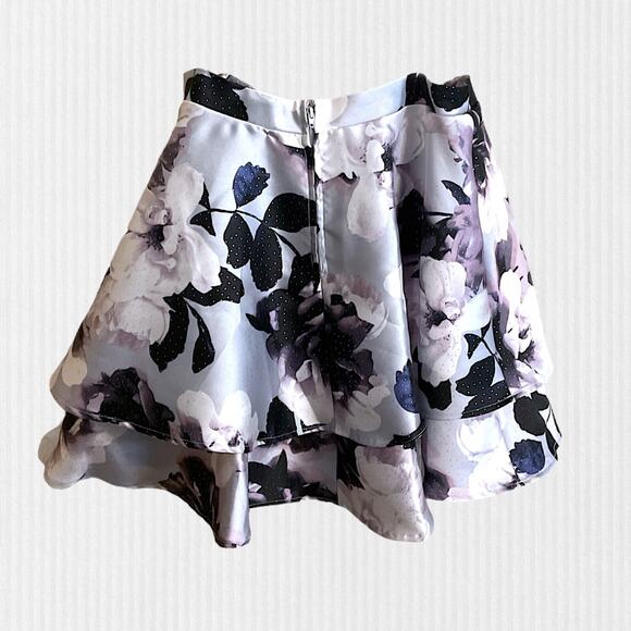 CITY STUDIO Skirt Women/Girl SZ 9 Purple Floral Above The Knee Prom Fit + Flare - Picture 9 of 15